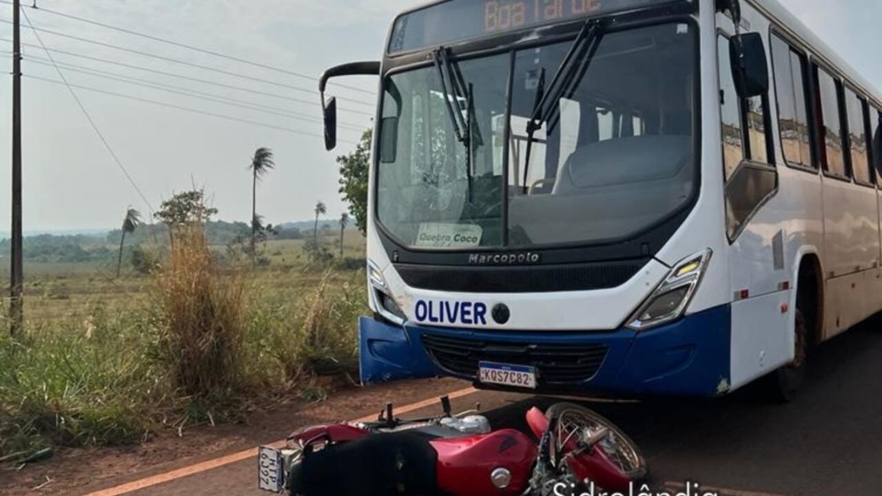 Jovem atropelado por ônibus em Sidrolândia (Foto: Sidrolândia News)